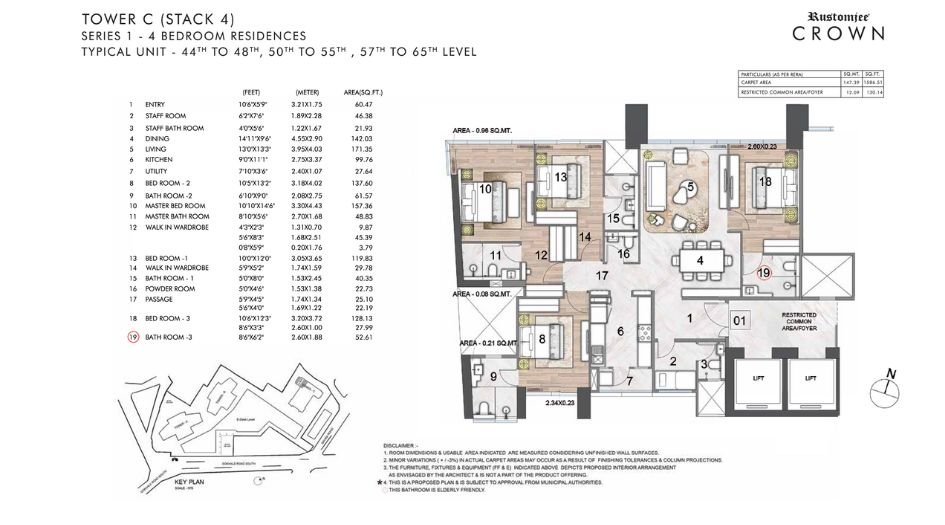 Rustomjee-Crown-Floor-Plan-4 BHK-1586 Sqft